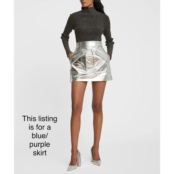 ANKVAS periwinkle cherry faux leather mini skirt size 2 / XS - Picture 3 of 13